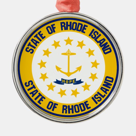 Rhode Island Round Emblem Metalen Ornament (Voorkant)