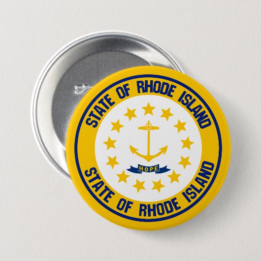 Rhode Island Round Emblem Ronde Button 7,6 Cm (Voorkant /achterkant)