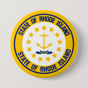 Rhode Island Round Emblem Ronde Button 7,6 Cm