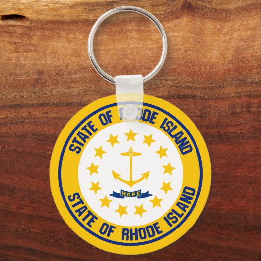 Rhode Island Round Emblem Sleutelhanger (Voorkant)