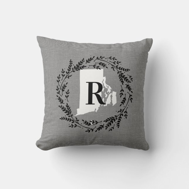 Rhode Island rustieke krans Monogram Sierkussen (Voorkant)