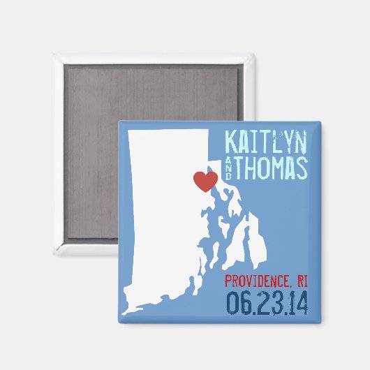 Rhode Island Save the Date - stad Magneet (Voorkant / Achterkant)