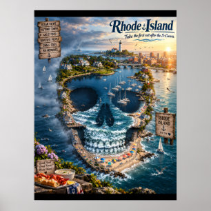 Rhode Island Schedel Kunstprint State of Mind Poster