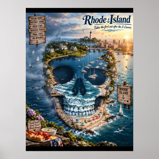 Rhode Island Schedel Kunstprint | State of Mind Poster (Voorkant)
