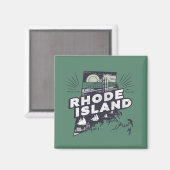 Rhode Island Schilderachtige Retro Silhouette Magneet (Voorkant / Achterkant)