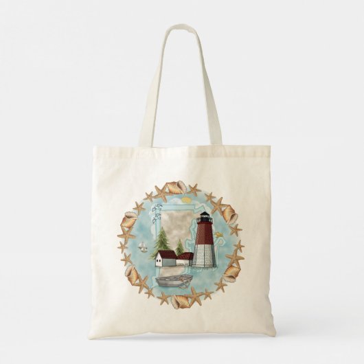 Rhode Island Shells Lighthouse Tote Bag (Achterkant)