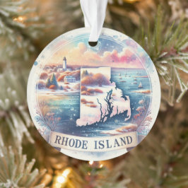 Rhode Island Sneeuwrijke Winter Kerstboom Ornament