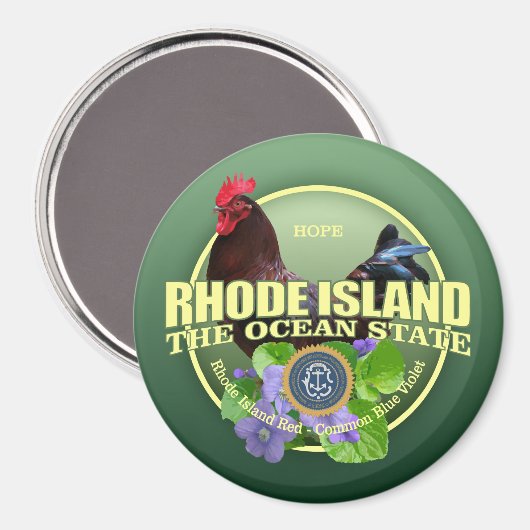 Rhode Island Staat Vogel & Bloem Magneet (Voorkant / Achterkant)