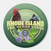 Rhode Island Staat Vogel & Bloem Magneet (Voorkant)