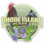 Rhode Island Staat Vogel & Bloem Sticker (Voorkant)