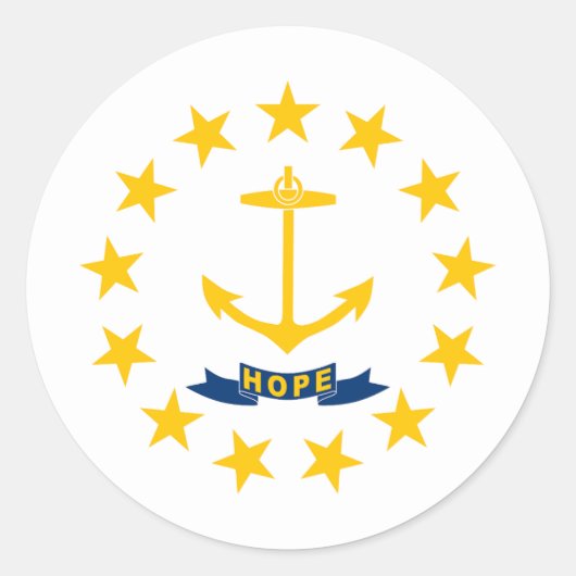 Rhode Island Staatsvlag Ronde Sticker (Voorkant)