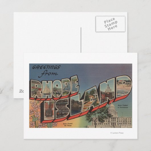 Rhode Island (State Capital/Flower) Briefkaart (Voorkant / Achterkant)