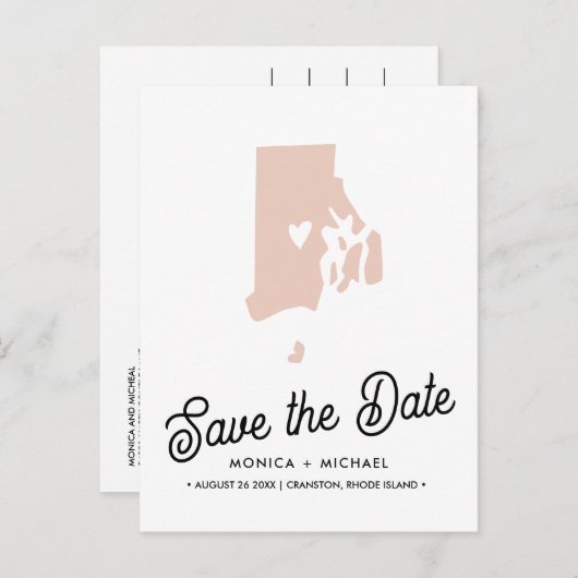 RHODE ISLAND State Destination Weddenschap IEDERE Aankondigingskaart (Voorkant / Achterkant)