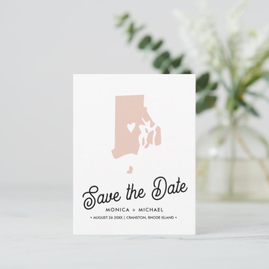RHODE ISLAND State Destination Weddenschap IEDERE  Aankondigingskaart (Staand voorkant)