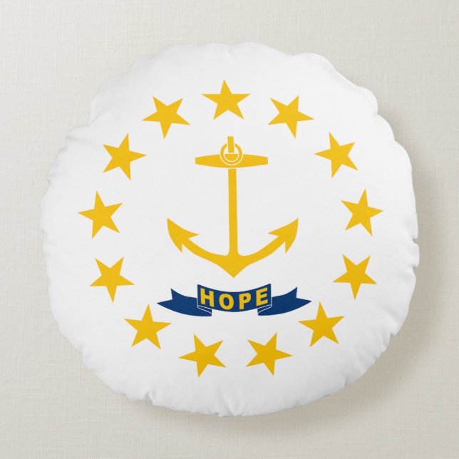 Rhode Island State Flag Rond Kussen (Voorkant)