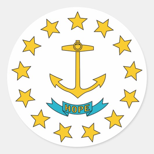 Rhode Island State Flag Ronde Sticker (Voorkant)