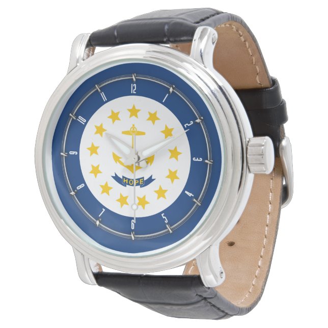 Rhode Island State Flag Watch Ontwerp Horloge (Gekanteld)