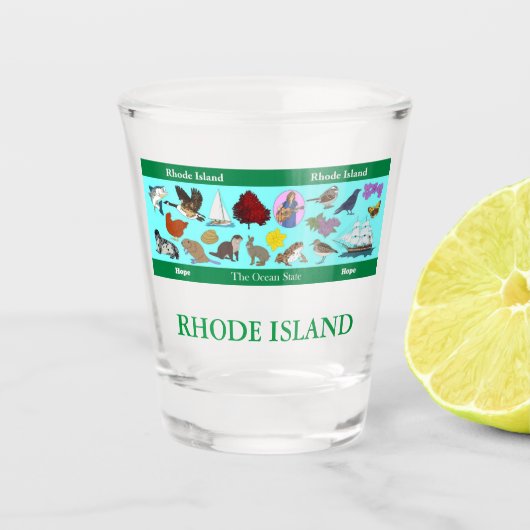 Rhode Island State Herdenking Shot Glass Glas (Voorkant)