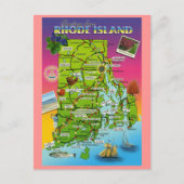 Rhode Island State Map Briefkaart (Voorkant)