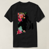 Rhode Island State Map Pride Patriotic Floral Vint T-shirt (Design voorkant)