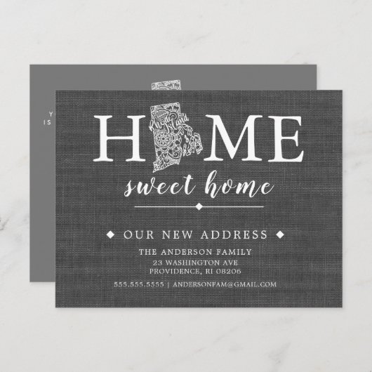 RHODE ISLAND State Moving Announcement Post Card Aankondigingskaart (Voorkant / Achterkant)