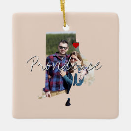 Rhode Island State Photo insert and town name Keramisch Ornament