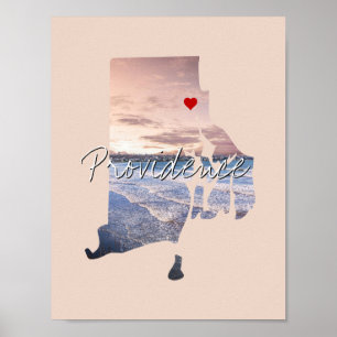 Rhode Island State Photo insert and town name Poster