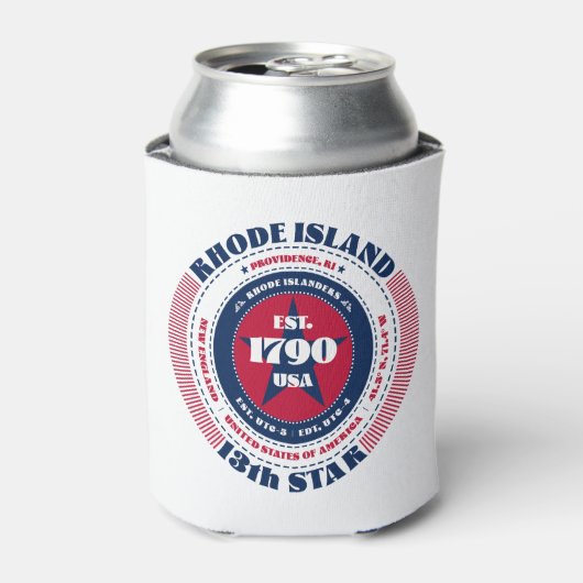Rhode Island State Pride Monogram Cooler (Blikje Voorkant)