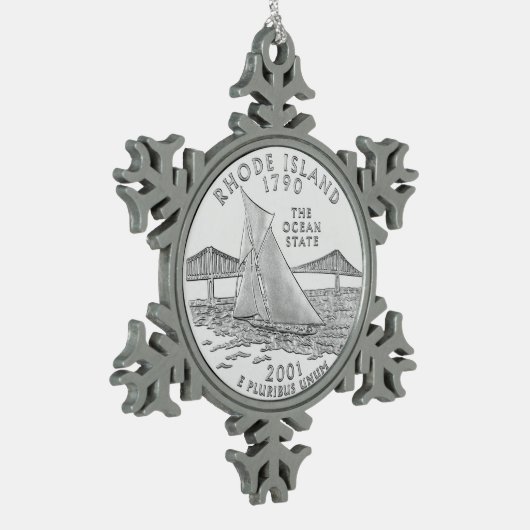 Rhode Island State Quarter Tin Sneeuwvlok Ornament (Links)