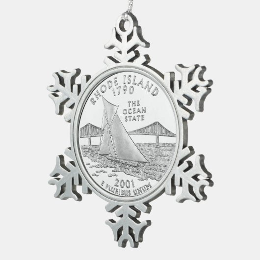 Rhode Island State Quarter Tin Sneeuwvlok Ornament (Rechts)