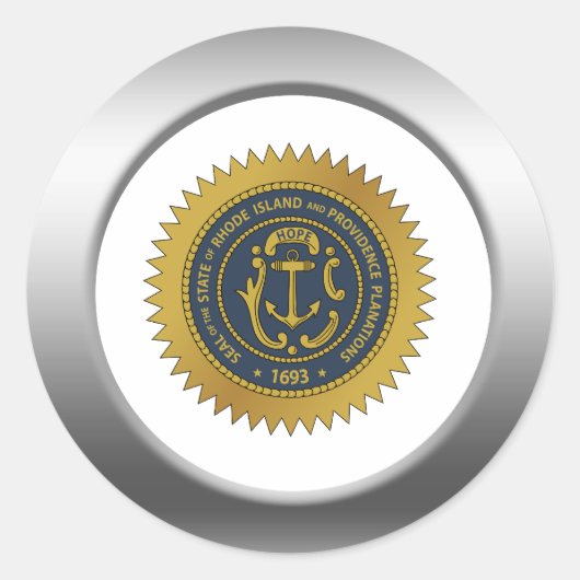 Rhode Island State Seal Ronde Sticker (Voorkant)