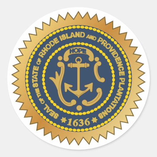 Rhode Island State Seal Ronde Sticker (Voorkant)
