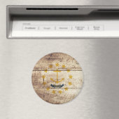 Rhode Island State Vlag op oude houtnerf Magneet (Insitu (Vaatwasser))