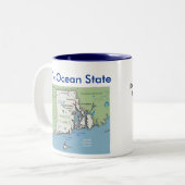Rhode Island Symbols & Map Tweekleurige Koffiemok (Voorkant links)