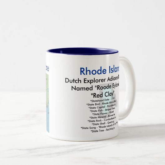 Rhode Island Symbols & Map Tweekleurige Koffiemok (Voorkant rechts)