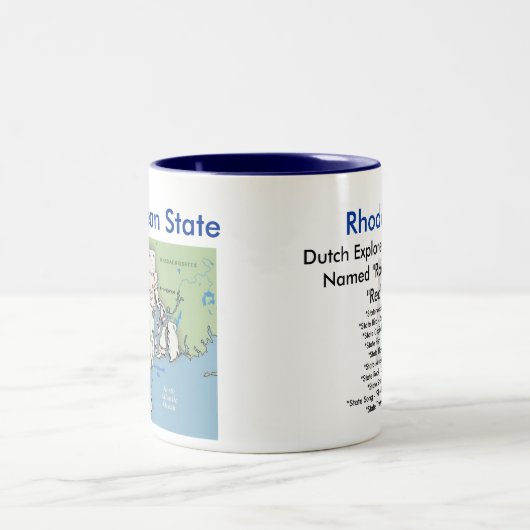 Rhode Island Symbols & Map Tweekleurige Koffiemok (Center)