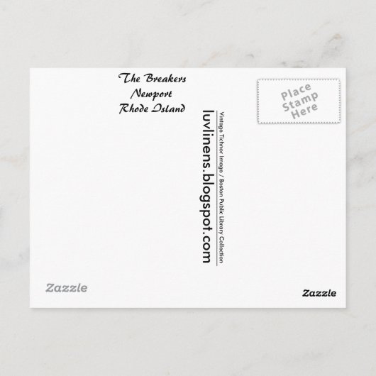 Rhode Island, The Breakers, Newport Briefkaart (Achterkant)