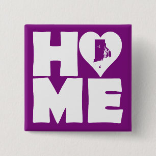 Rhode Island Thuis Hart Staat Knop Speld Vierkante Button 5,1 Cm