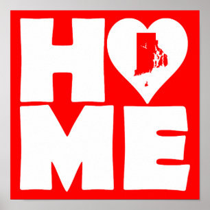 Rhode Island Thuis Hart Staat Poster Bord
