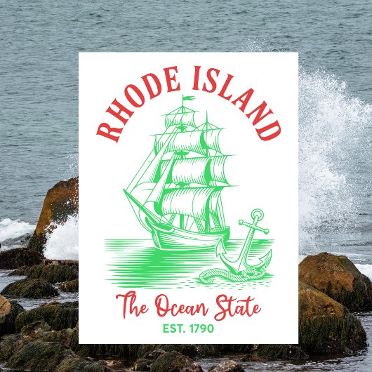 Rhode Island Travel Nautical Ocean State Est. 1790 Briefkaart