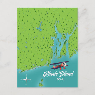 Rhode Island USA-kaart Briefkaart