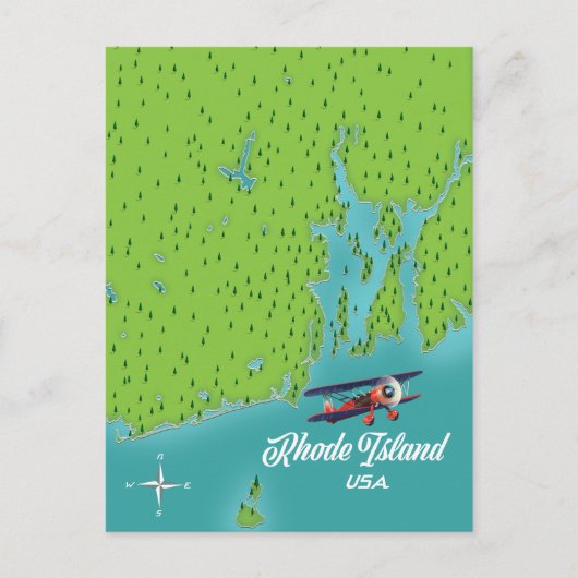 Rhode Island USA-kaart Briefkaart (Voorkant)
