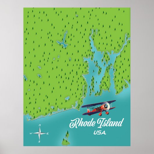 Rhode Island USA-kaart Poster (Voorkant)