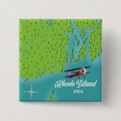 Rhode Island USA-kaart Vierkante Button 5,1 Cm (Voorkant)