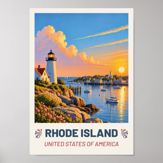 Rhode Island USA – Oude Reisposter Poster (Voorkant)