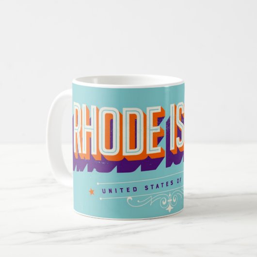 Rhode Island USA Retro Ansichtkaart Mok (Voorkant links)