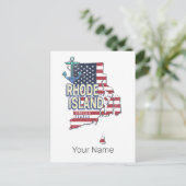 Rhode Island Verenigde Staten Retro State Kaart  (Staand voorkant)