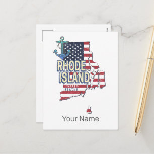 Rhode Island Verenigde Staten Retro State Kaart 
