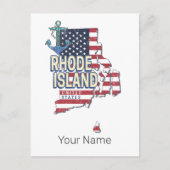 Rhode Island Verenigde Staten Retro State Kaart  (Voorkant)