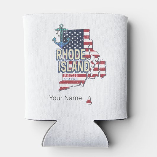 Rhode Island Verenigde Staten Retro State Kaart  Blikjeskoeler (Achterkant)